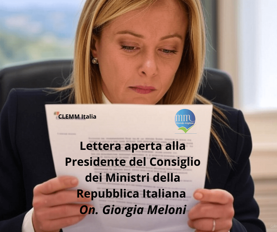 Lettera aperta alla Presidente del Consiglio dei Ministri della Repubblica Italiana On. Giorgia Meloni. Lettera di Gianfranco&nbsp;Ferrero