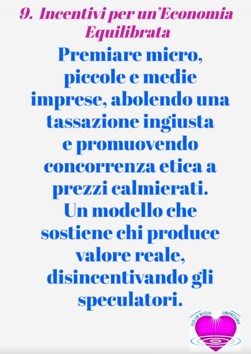Punto 9 – Incentivi per un’Economia Equilibrata nel Programma Mondo Migliore: Sostenere il Valore&nbsp;Reale