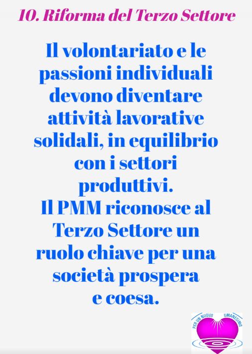 Punto 10 – Riforma del Terzo Settore nel Programma Mondo Migliore: Un Ponte verso una Società&nbsp;Solidale