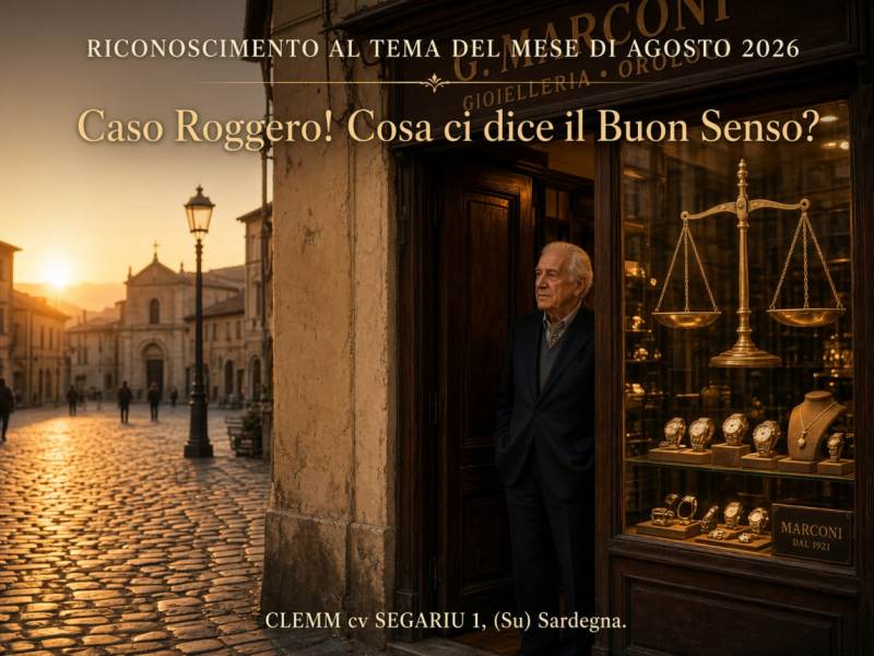RICONOSCIMENTO AL TEMA DEL MESE DI AGOSTO 2026 VA AL CLEMM DI SEGARIU 1  Caso Roggero! Cosa ci dice il Buon&nbsp;Senso?